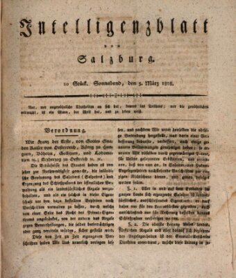 Intelligenzblatt von Salzburg (Salzburger Intelligenzblatt) Samstag 5. März 1808