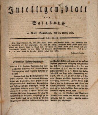 Intelligenzblatt von Salzburg (Salzburger Intelligenzblatt) Samstag 19. März 1808