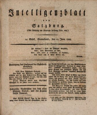 Intelligenzblatt von Salzburg (Salzburger Intelligenzblatt) Samstag 11. Juni 1808