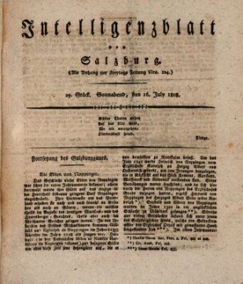 Intelligenzblatt von Salzburg (Salzburger Intelligenzblatt) Samstag 16. Juli 1808