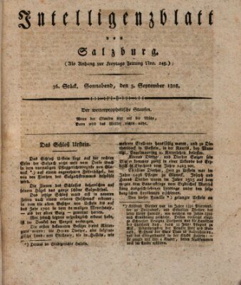 Intelligenzblatt von Salzburg (Salzburger Intelligenzblatt) Samstag 3. September 1808