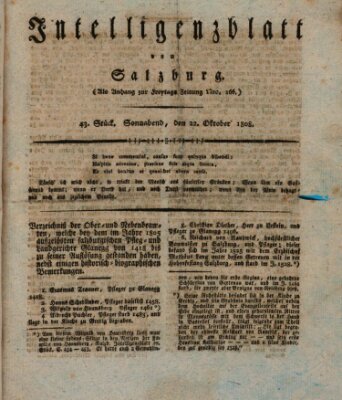 Intelligenzblatt von Salzburg (Salzburger Intelligenzblatt) Samstag 22. Oktober 1808