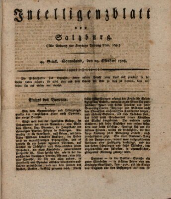 Intelligenzblatt von Salzburg (Salzburger Intelligenzblatt) Samstag 29. Oktober 1808