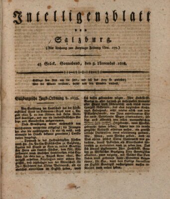 Intelligenzblatt von Salzburg (Salzburger Intelligenzblatt) Samstag 5. November 1808