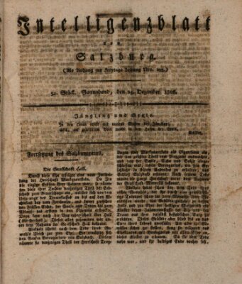 Intelligenzblatt von Salzburg (Salzburger Intelligenzblatt) Samstag 24. Dezember 1808