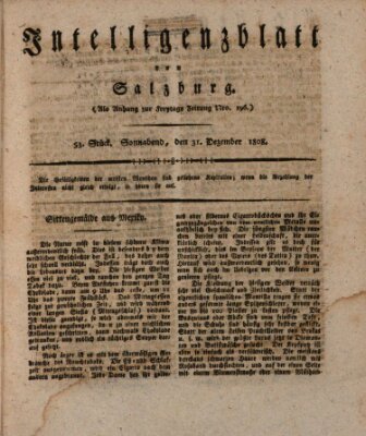 Intelligenzblatt von Salzburg (Salzburger Intelligenzblatt) Samstag 31. Dezember 1808