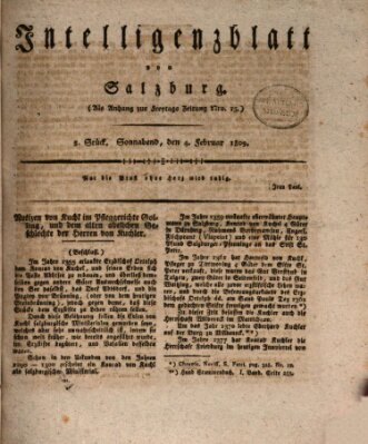 Intelligenzblatt von Salzburg (Salzburger Intelligenzblatt) Samstag 4. Februar 1809