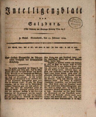 Intelligenzblatt von Salzburg (Salzburger Intelligenzblatt) Samstag 25. Februar 1809