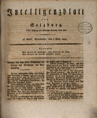 Intelligenzblatt von Salzburg (Salzburger Intelligenzblatt) Samstag 6. Mai 1809