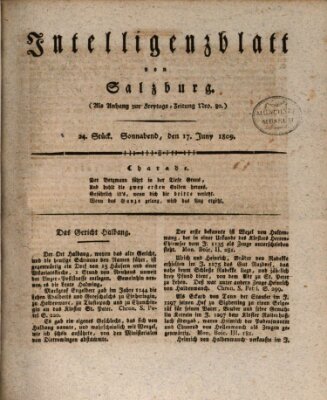 Intelligenzblatt von Salzburg (Salzburger Intelligenzblatt) Samstag 17. Juni 1809