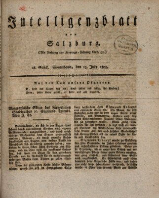 Intelligenzblatt von Salzburg (Salzburger Intelligenzblatt) Samstag 15. Juli 1809