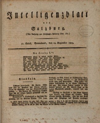 Intelligenzblatt von Salzburg (Salzburger Intelligenzblatt) Samstag 23. Dezember 1809