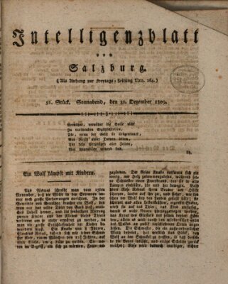 Intelligenzblatt von Salzburg (Salzburger Intelligenzblatt) Samstag 30. Dezember 1809