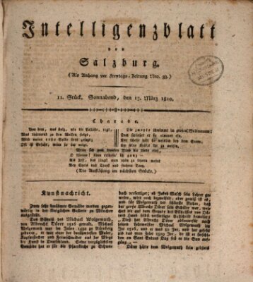 Intelligenzblatt von Salzburg (Salzburger Intelligenzblatt) Samstag 17. März 1810