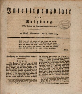 Intelligenzblatt von Salzburg (Salzburger Intelligenzblatt) Samstag 19. Mai 1810