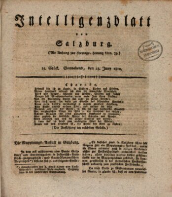 Intelligenzblatt von Salzburg (Salzburger Intelligenzblatt) Samstag 23. Juni 1810