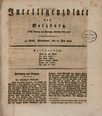 Intelligenzblatt von Salzburg (Salzburger Intelligenzblatt) Samstag 28. Juli 1810