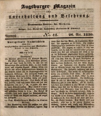 Augsburger Magazin für Unterhaltung und Belehrung (Neue Augsburger Zeitung) Mittwoch 26. Mai 1830