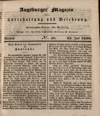 Augsburger Magazin für Unterhaltung und Belehrung (Neue Augsburger Zeitung) Mittwoch 23. Juni 1830