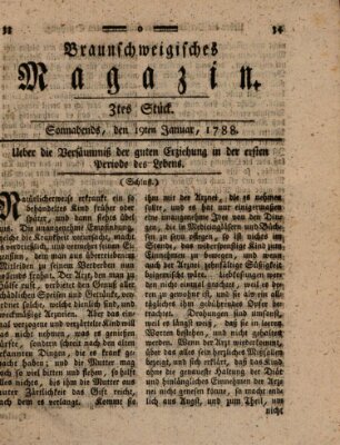 Braunschweigisches Magazin (Braunschweigische Anzeigen) Samstag 19. Januar 1788