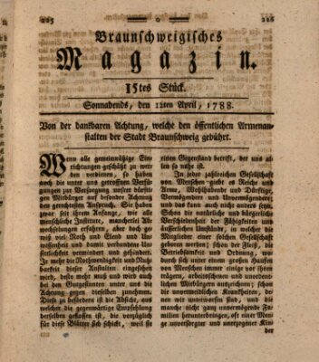 Braunschweigisches Magazin (Braunschweigische Anzeigen) Samstag 12. April 1788