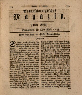Braunschweigisches Magazin (Braunschweigische Anzeigen) Samstag 24. Mai 1788
