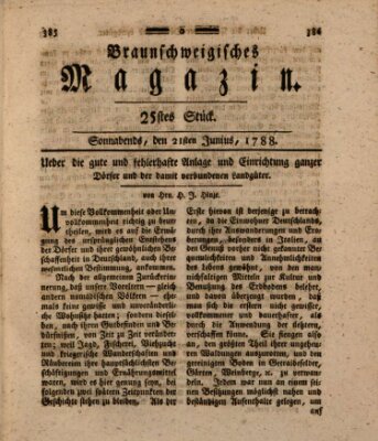 Braunschweigisches Magazin (Braunschweigische Anzeigen) Samstag 21. Juni 1788