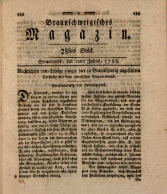 Braunschweigisches Magazin (Braunschweigische Anzeigen) Samstag 12. Juli 1788