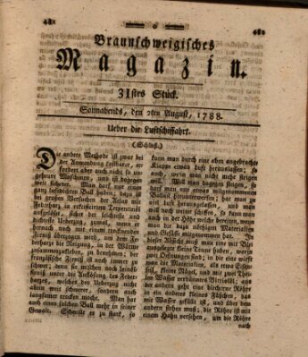 Braunschweigisches Magazin (Braunschweigische Anzeigen) Donnerstag 31. Juli 1788