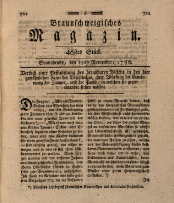 Braunschweigisches Magazin (Braunschweigische Anzeigen) Samstag 15. November 1788