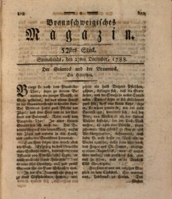 Braunschweigisches Magazin (Braunschweigische Anzeigen) Samstag 27. Dezember 1788