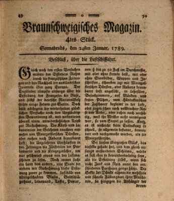 Braunschweigisches Magazin (Braunschweigische Anzeigen) Samstag 24. Januar 1789