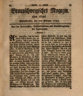 Braunschweigisches Magazin (Braunschweigische Anzeigen) Samstag 7. Februar 1789