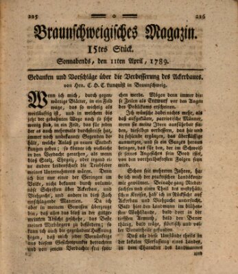 Braunschweigisches Magazin (Braunschweigische Anzeigen) Samstag 11. April 1789