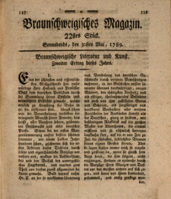 Braunschweigisches Magazin (Braunschweigische Anzeigen) Samstag 30. Mai 1789