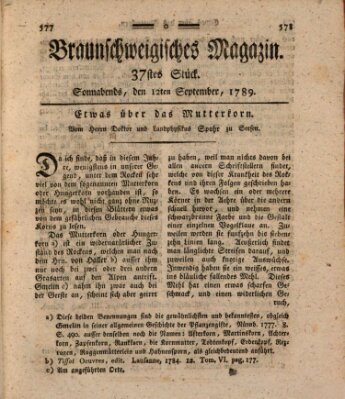 Braunschweigisches Magazin (Braunschweigische Anzeigen) Samstag 12. September 1789