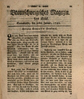 Braunschweigisches Magazin (Braunschweigische Anzeigen) Samstag 30. Januar 1790