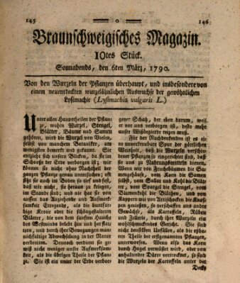 Braunschweigisches Magazin (Braunschweigische Anzeigen) Samstag 6. März 1790