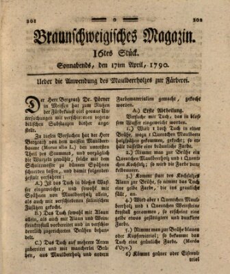 Braunschweigisches Magazin (Braunschweigische Anzeigen) Samstag 17. April 1790