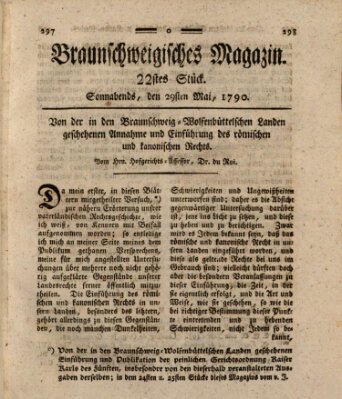 Braunschweigisches Magazin (Braunschweigische Anzeigen) Samstag 29. Mai 1790