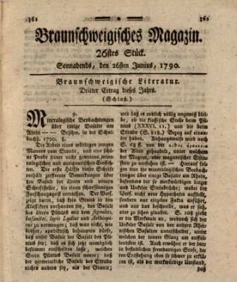 Braunschweigisches Magazin (Braunschweigische Anzeigen) Samstag 26. Juni 1790