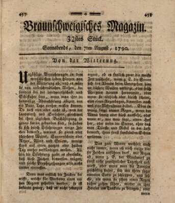 Braunschweigisches Magazin (Braunschweigische Anzeigen) Samstag 7. August 1790