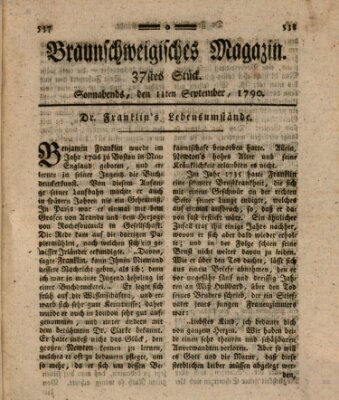 Braunschweigisches Magazin (Braunschweigische Anzeigen) Samstag 11. September 1790