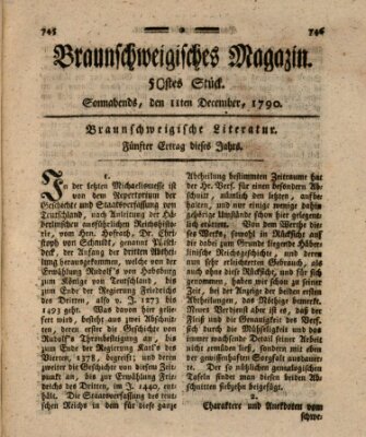 Braunschweigisches Magazin (Braunschweigische Anzeigen) Samstag 11. Dezember 1790