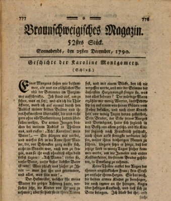 Braunschweigisches Magazin (Braunschweigische Anzeigen) Samstag 25. Dezember 1790