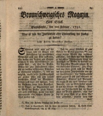 Braunschweigisches Magazin (Braunschweigische Anzeigen) Samstag 5. Februar 1791