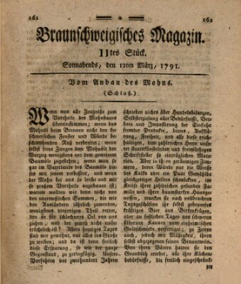 Braunschweigisches Magazin (Braunschweigische Anzeigen) Samstag 12. März 1791