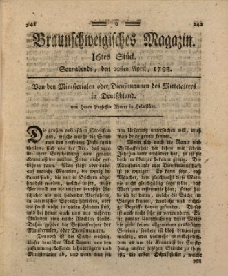 Braunschweigisches Magazin (Braunschweigische Anzeigen) Samstag 20. April 1793