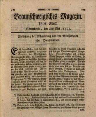 Braunschweigisches Magazin (Braunschweigische Anzeigen) Samstag 4. Mai 1793