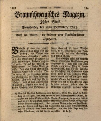 Braunschweigisches Magazin (Braunschweigische Anzeigen) Samstag 21. September 1793